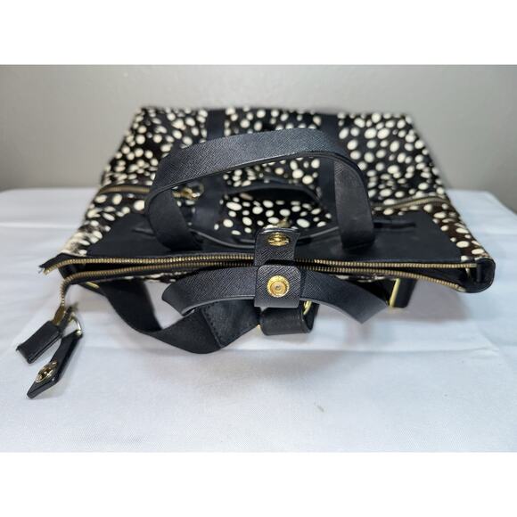 Henri Bendel Jetsetter Backpack Calf Hair Leopard Black Cream PROJECT READ - Picture 11 of 16